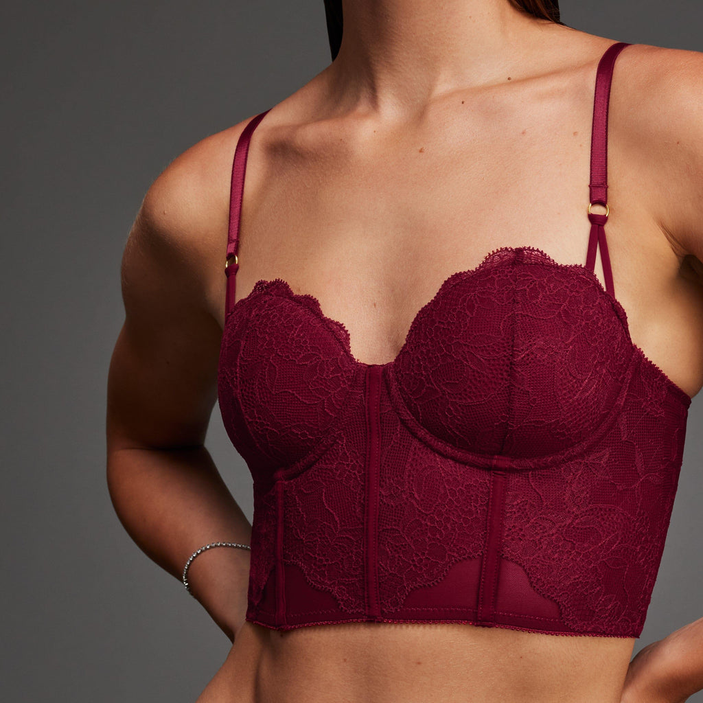 Lace Corset Top Black Cherry - WearPear